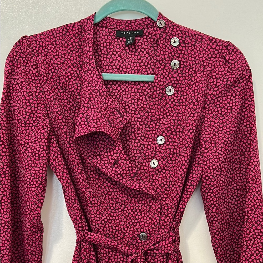 Topshop Pink Button-Up Mini Dress size 0